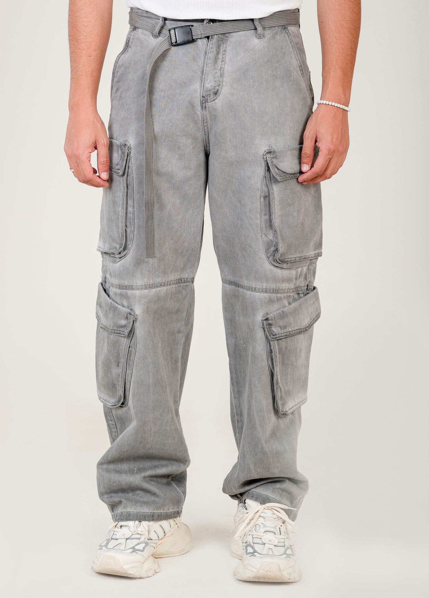 Men's Cargo Pants with Belt - gray