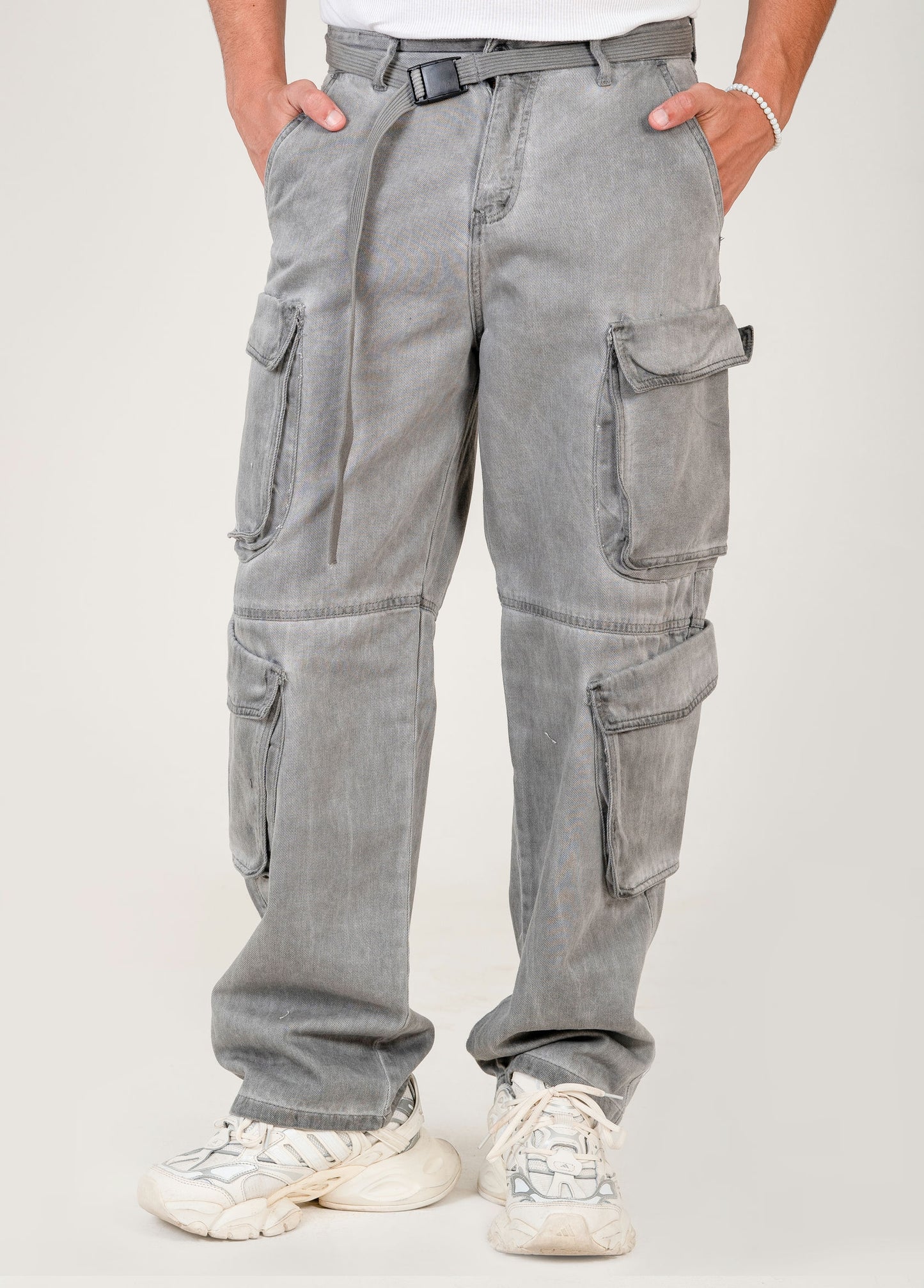 Men's Cargo Pants with Belt - gray