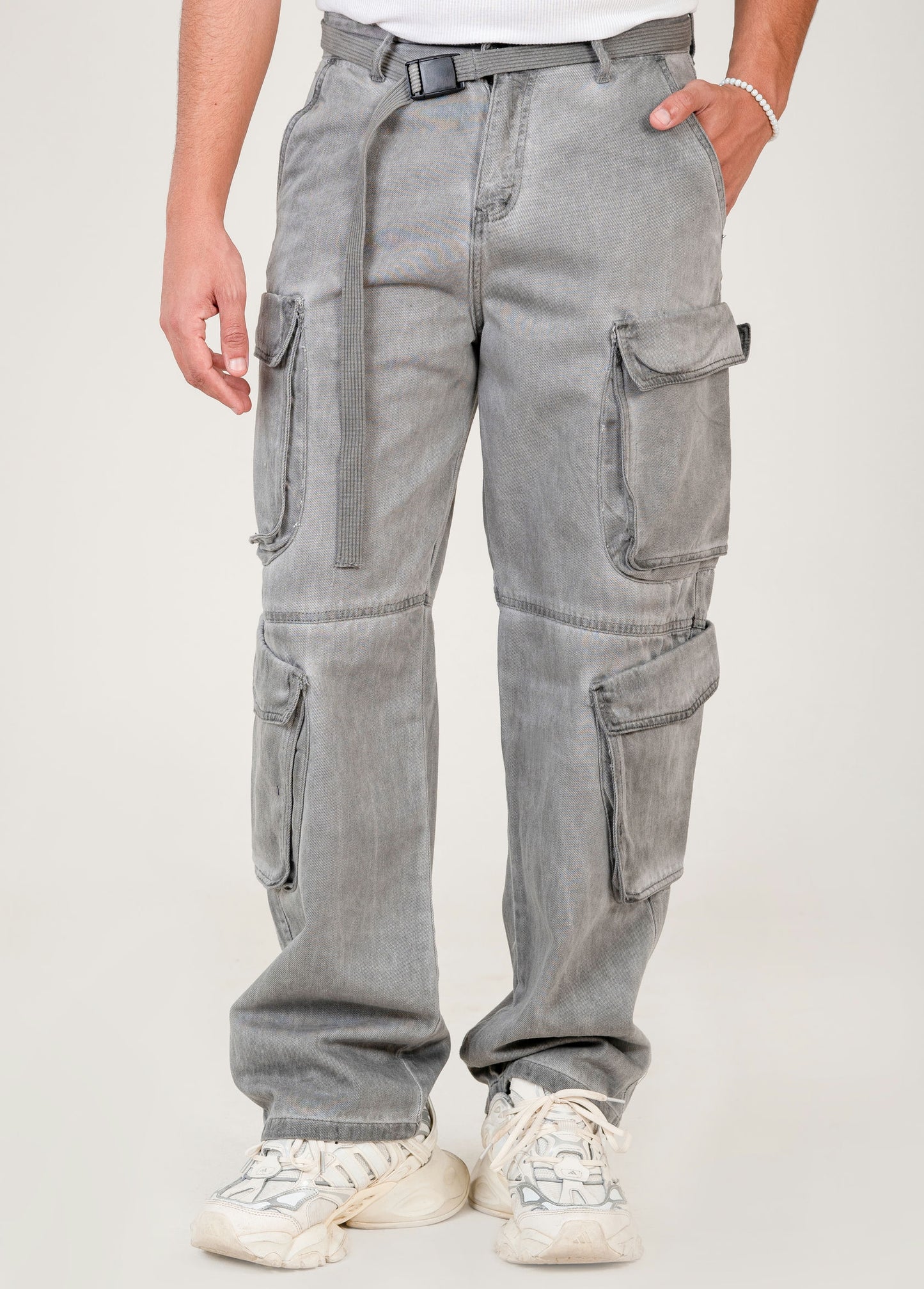 Men's Cargo Pants with Belt - gray