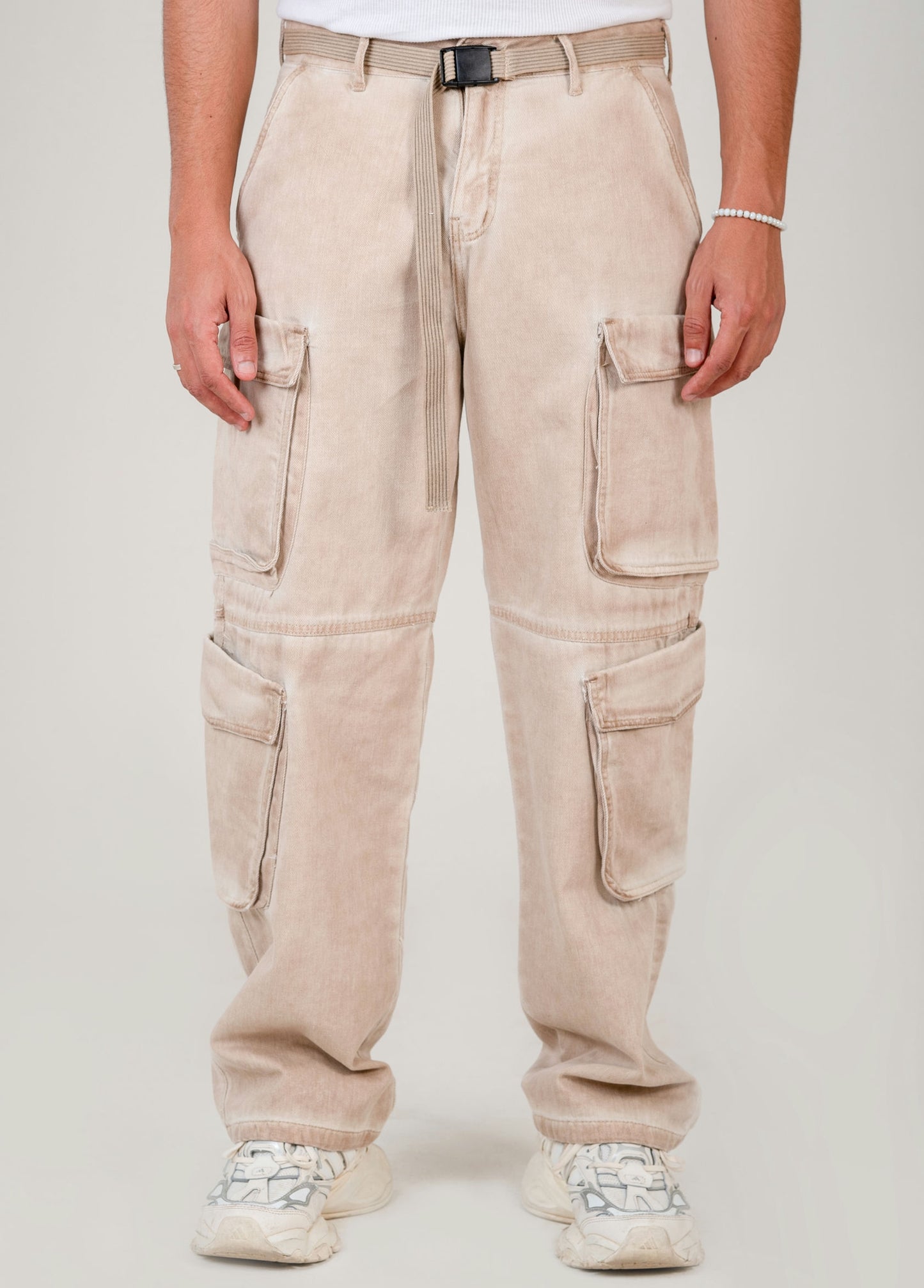 Men's Cargo Pants with Belt - beige