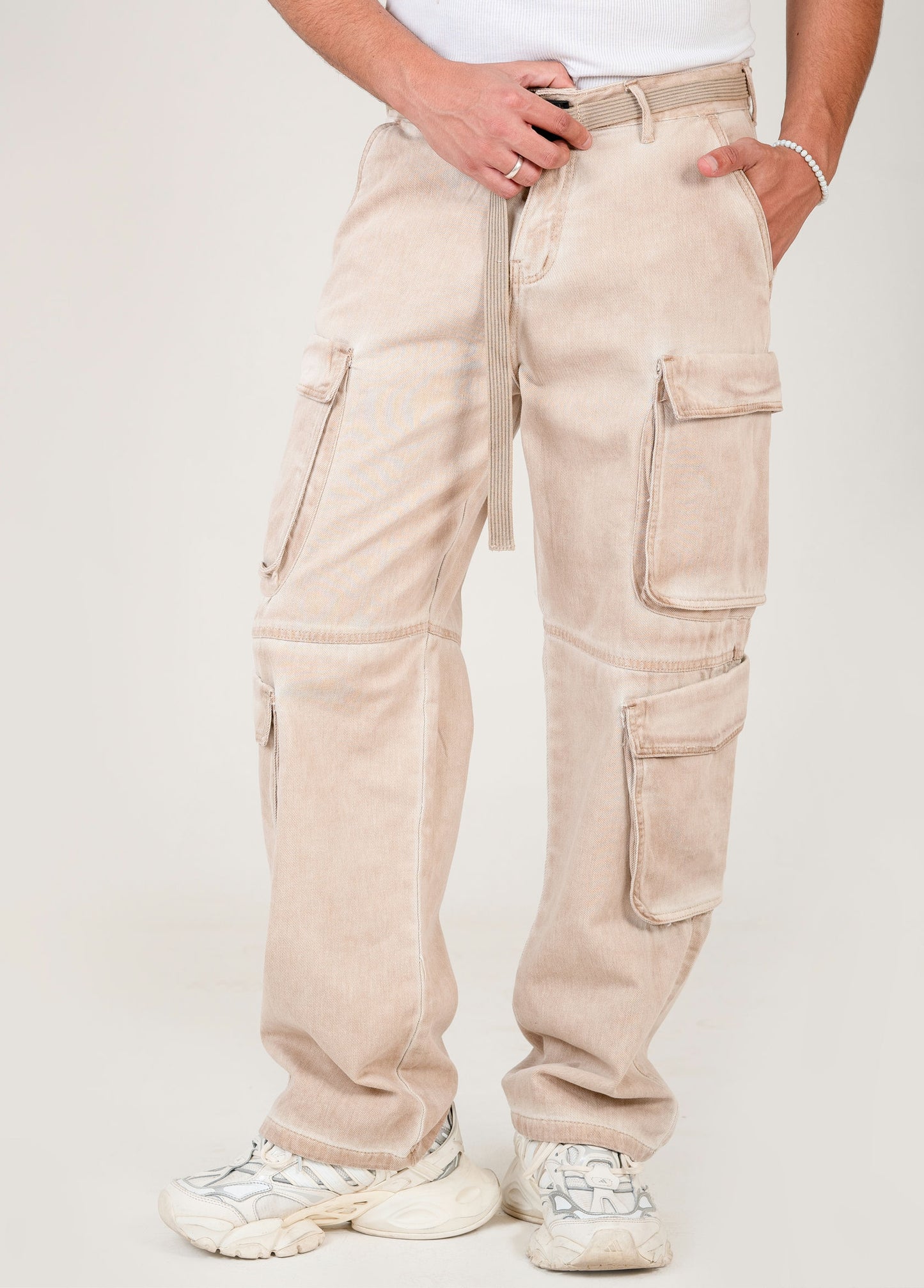 Men's Cargo Pants with Belt - beige
