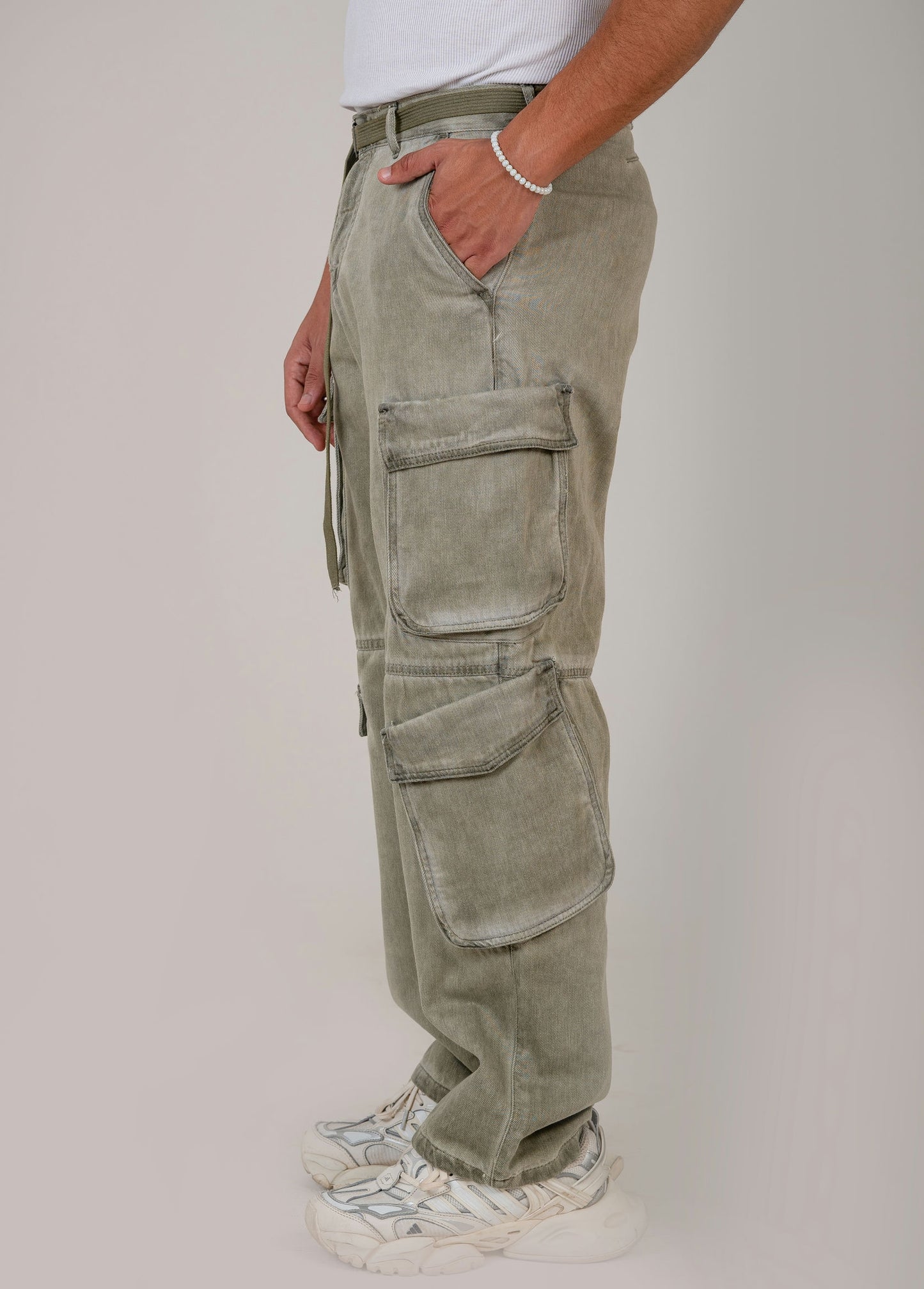 Men's Cargo Pants with Belt - olive