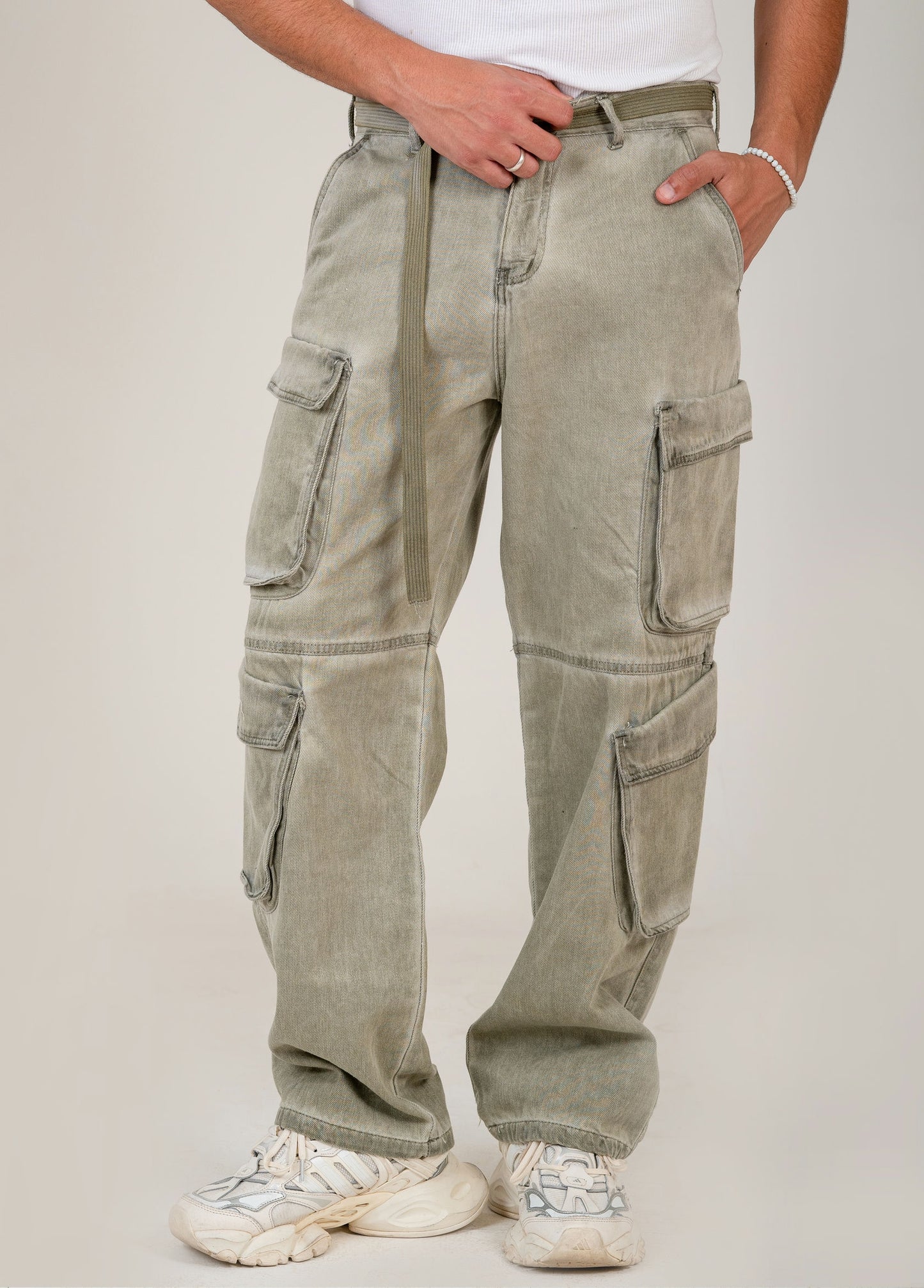Men's Cargo Pants with Belt - olive