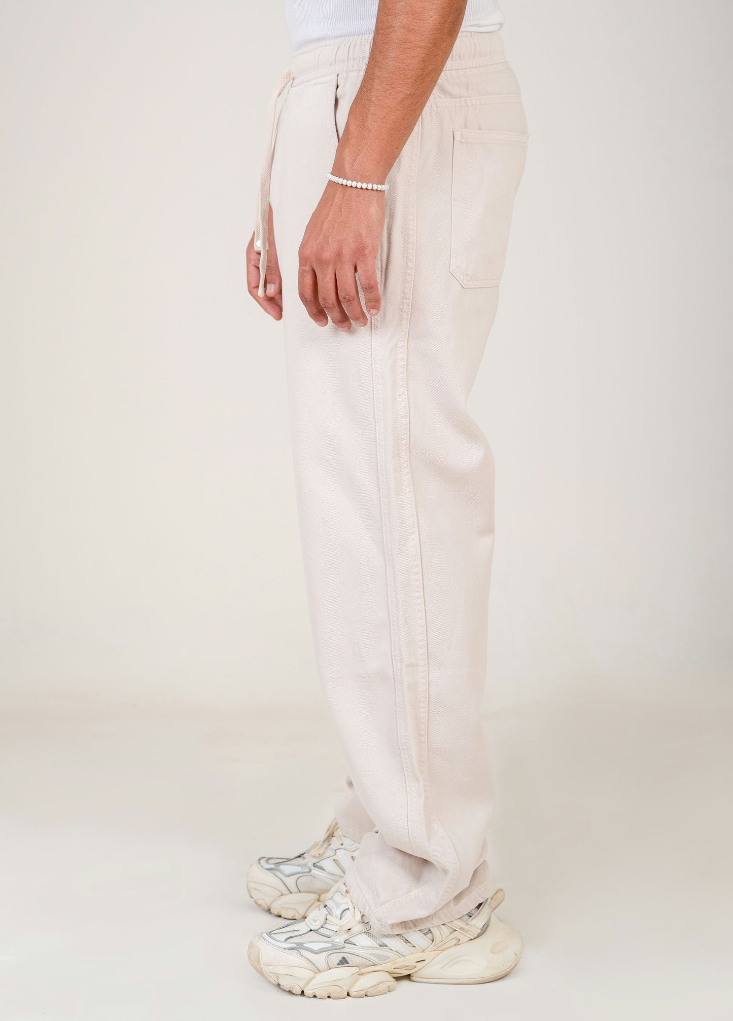 Men's Gabardine Drawstring Pants - white