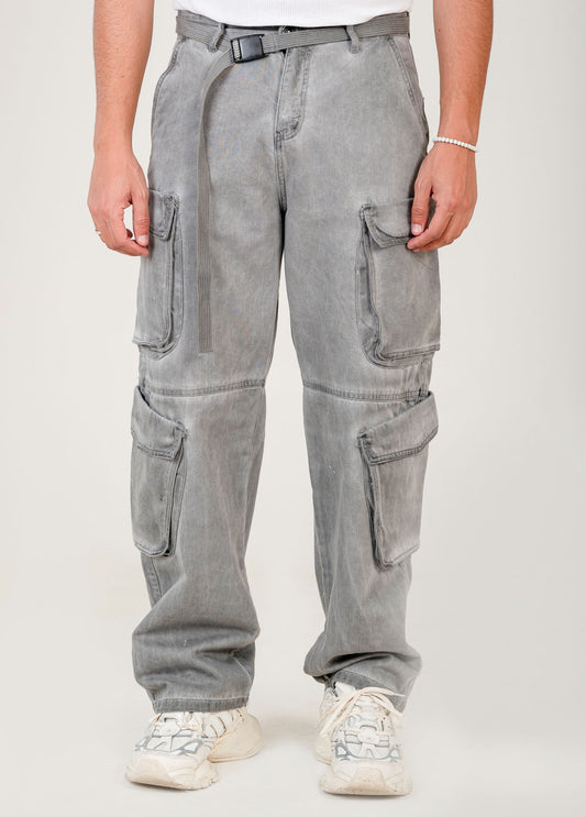 Men's Cargo Pants with Belt - gray