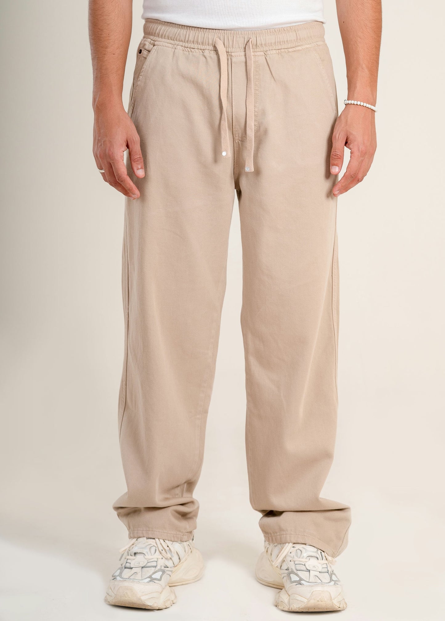 Men's Gabardine Drawstring Pants - Beige