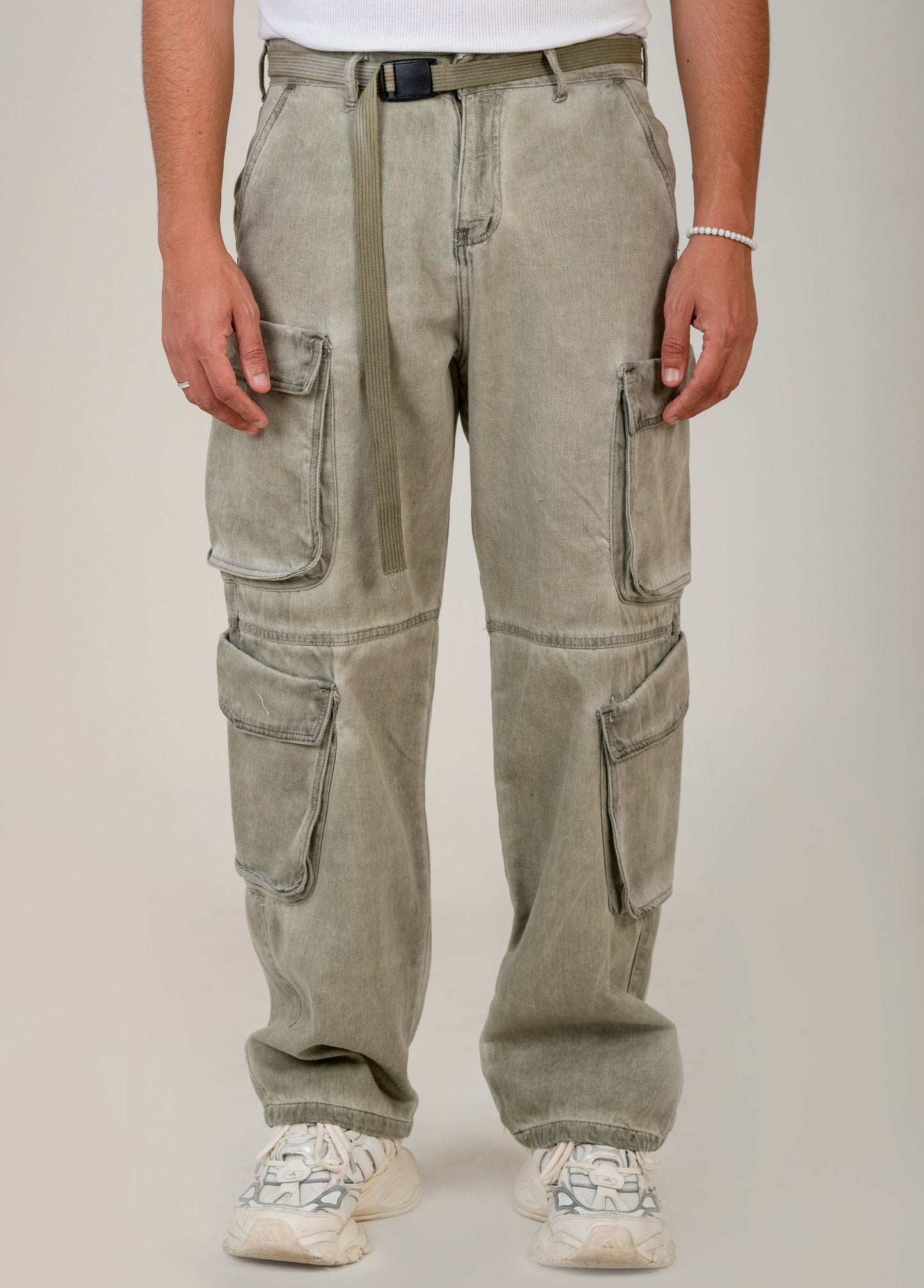 Men's Cargo Pants with Belt - olive