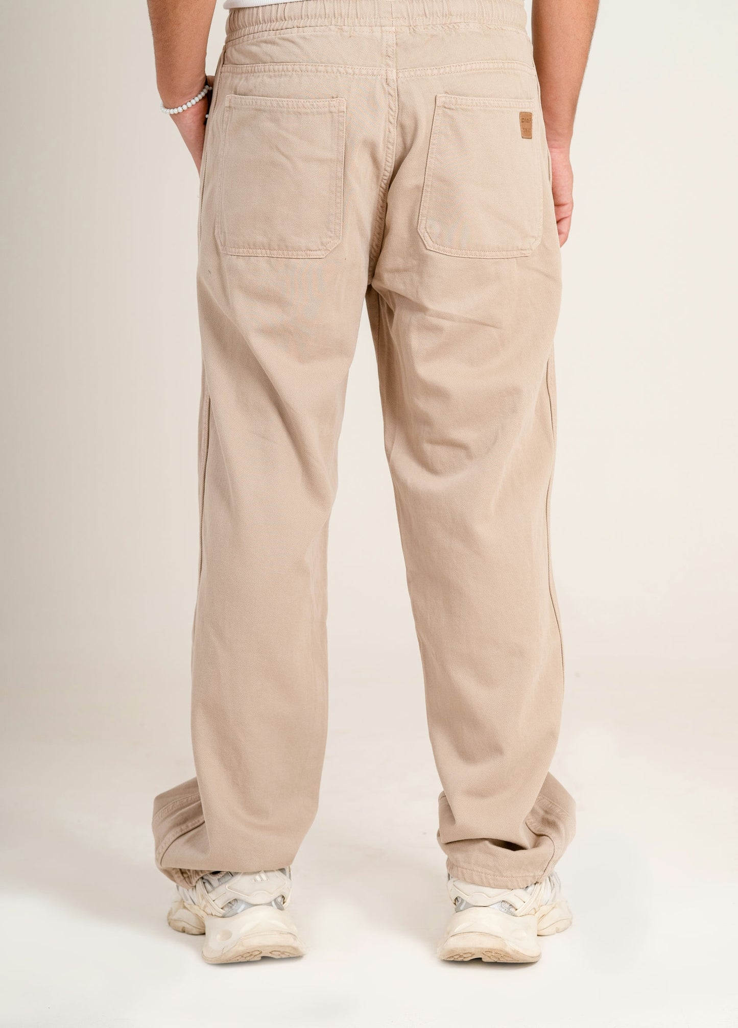 Men's Gabardine Drawstring Pants - Beige