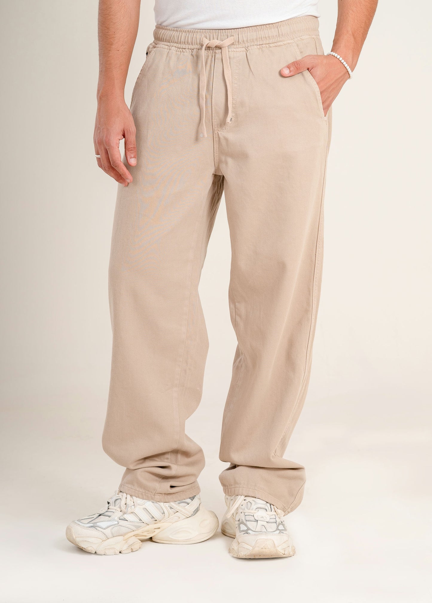 Men's Gabardine Drawstring Pants - Beige