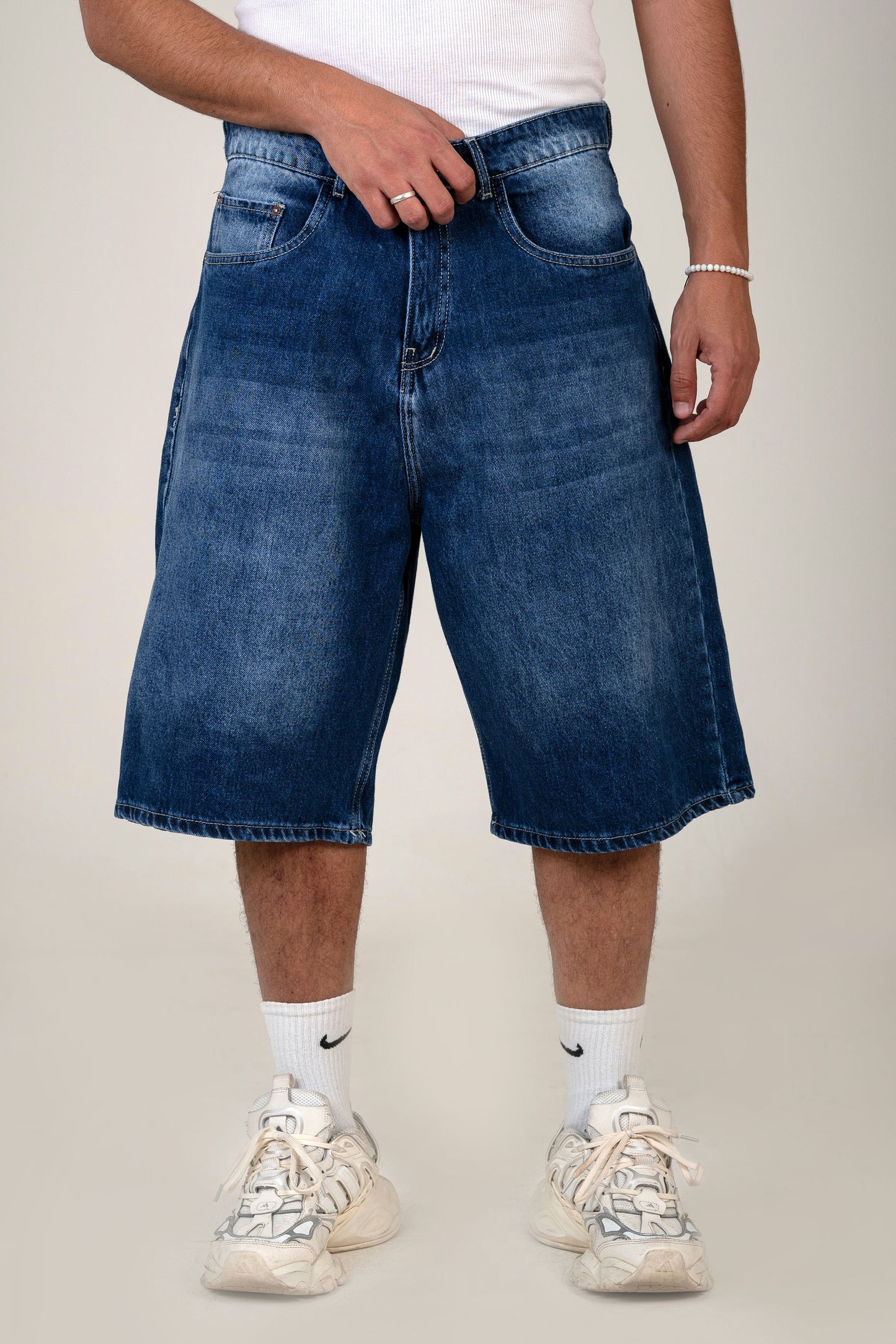 Men's Loose Fit Long Denim Short