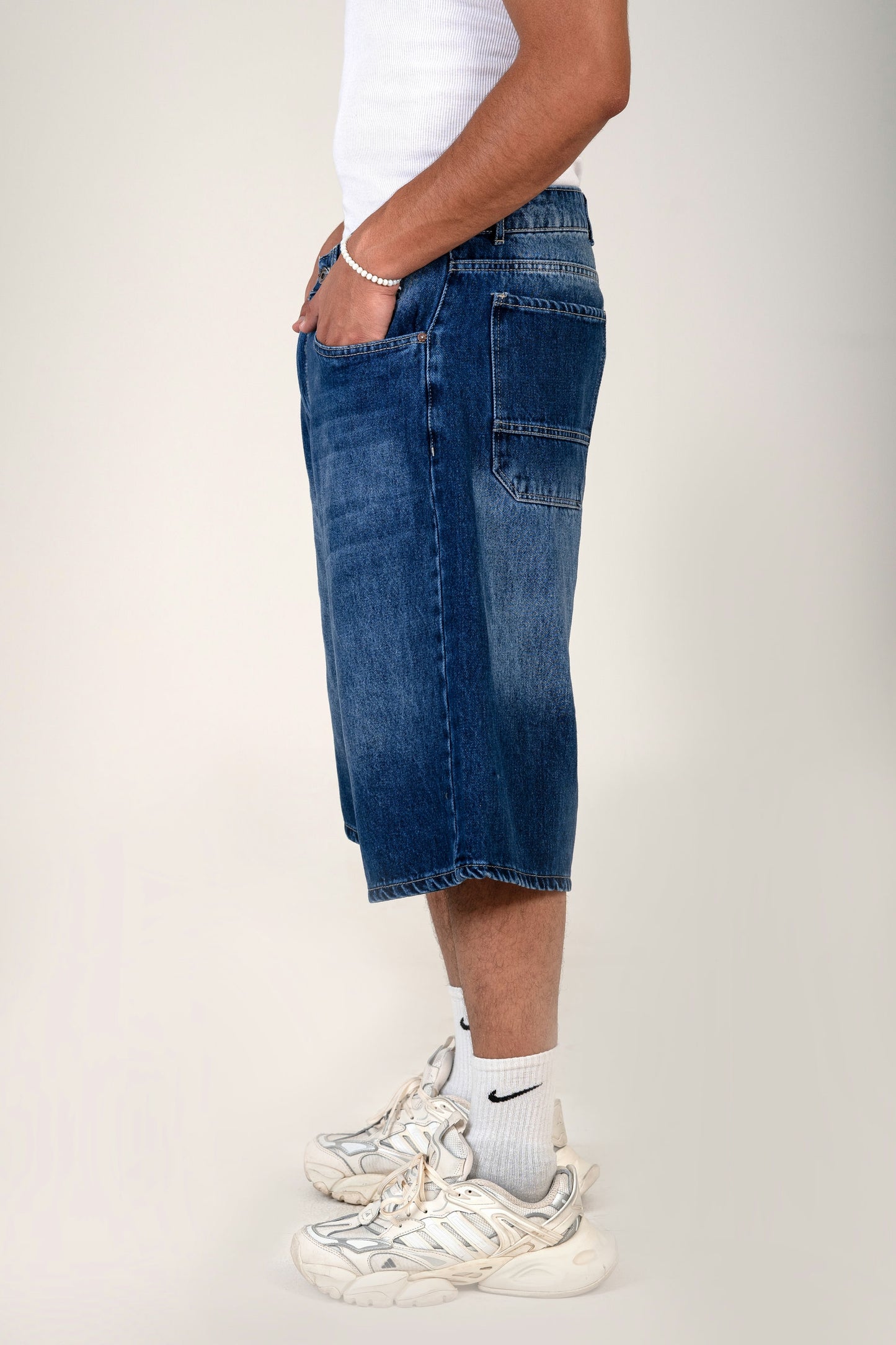 Men's Loose Fit Long Denim Short