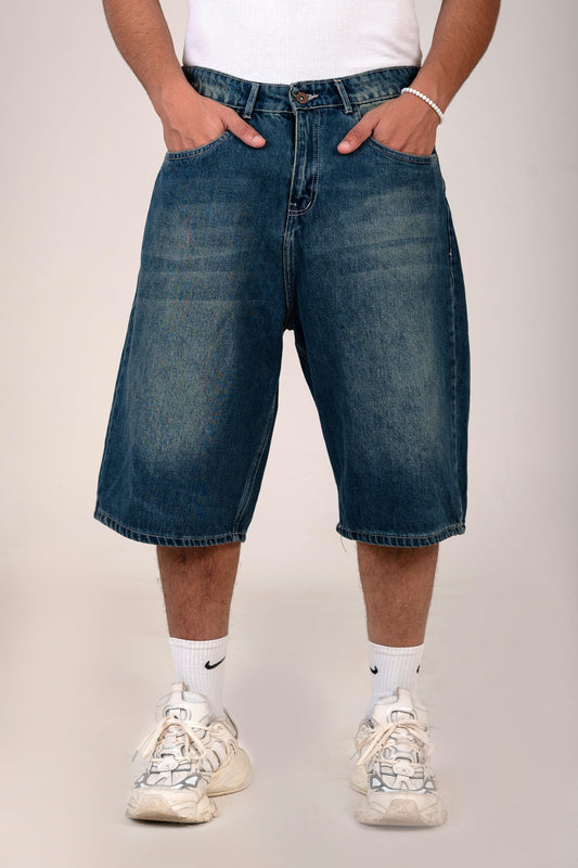 Men's Loose Fit Long Denim Short