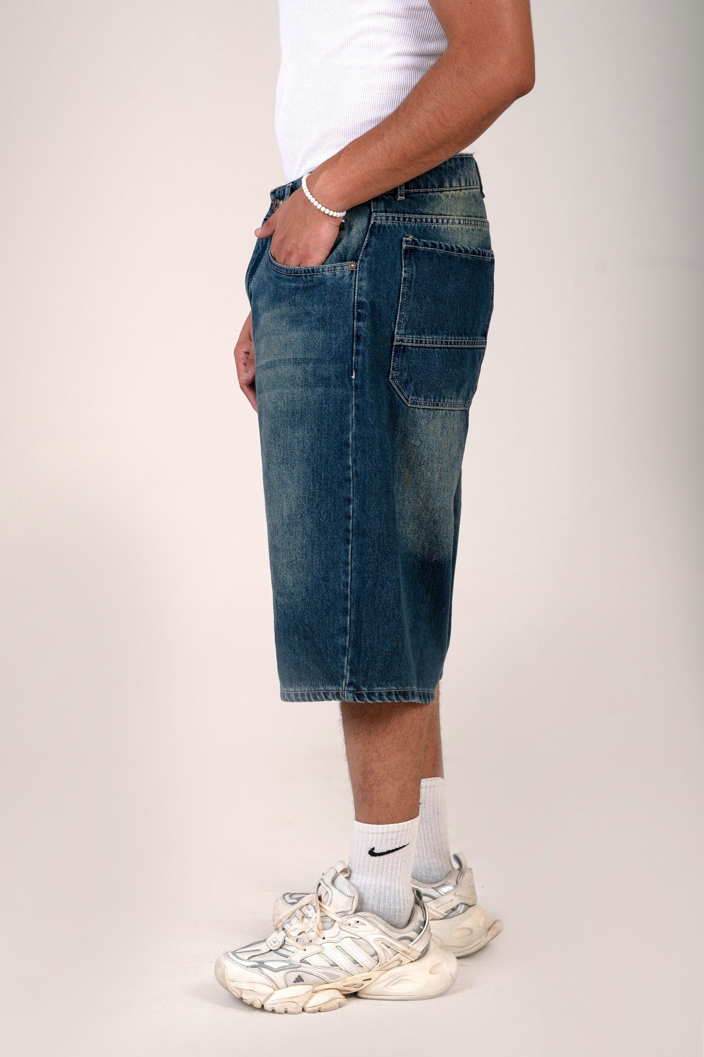 Men's Loose Fit Long Denim Short